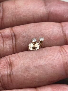 Real! 14K Yellow Gold Diamond Stud Earrings -  Small Diamonds